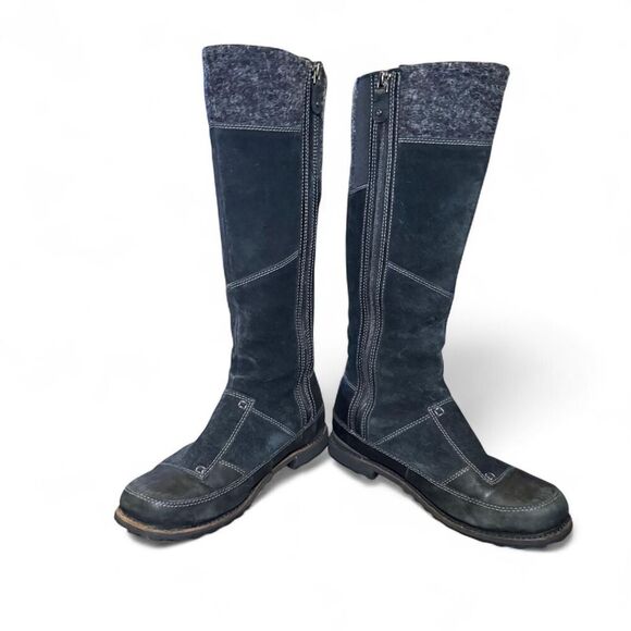 The North Face Women’s Suede Winter Boots 7.5 Black Gray Tall Zip Primaloft - Picture 4 of 8